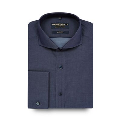 Big and tall navy slim fit shirt
